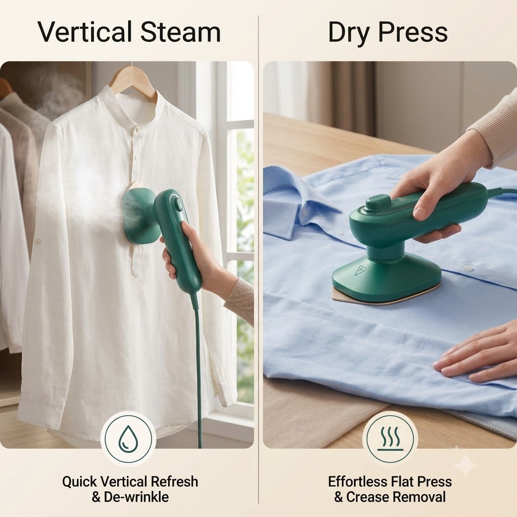 Portable Micro Steam Iron – Green Handheld Garment Steamer