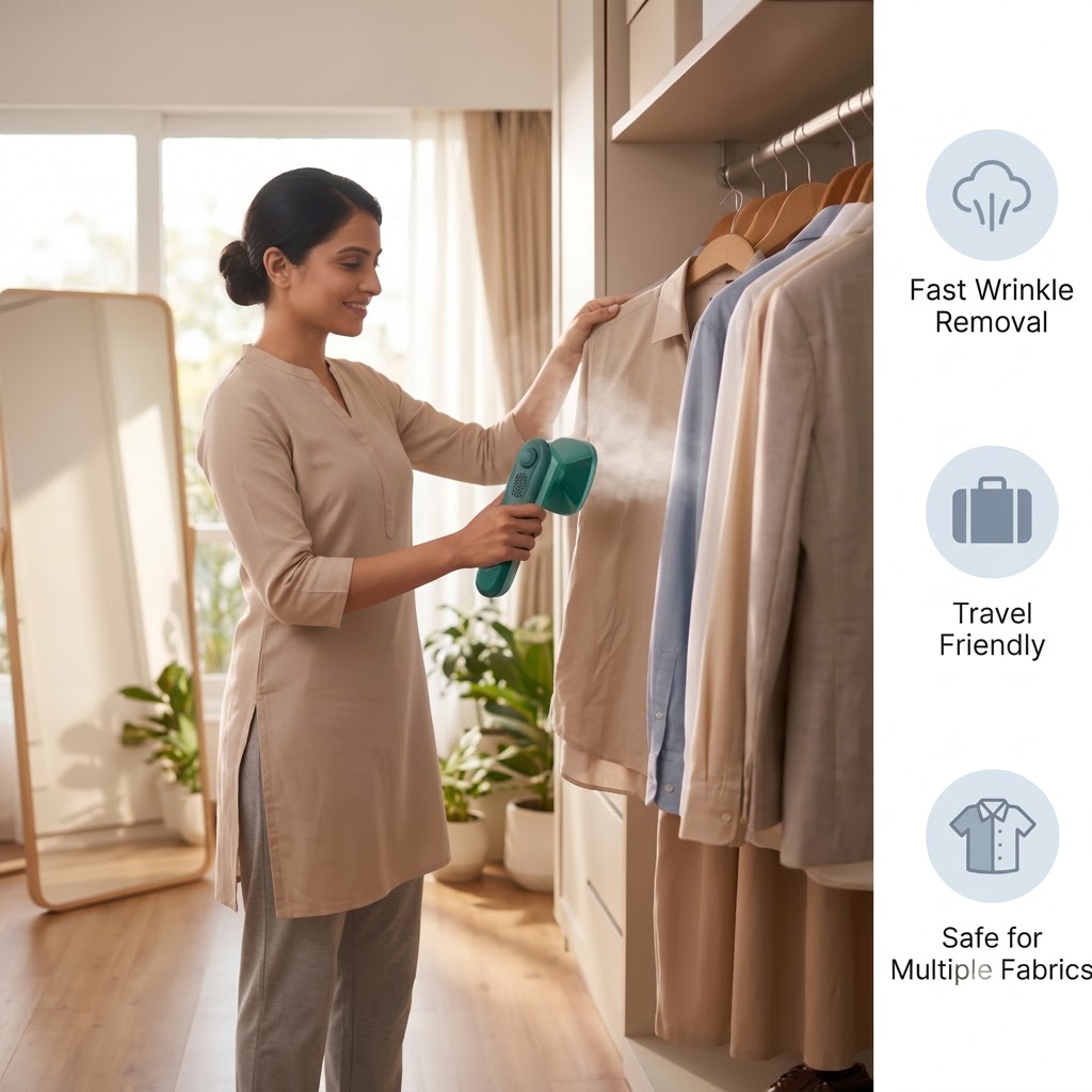 Portable Micro Steam Iron – Green Handheld Garment Steamer