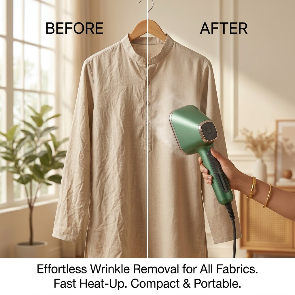 Portable Micro Steam Iron – Green Handheld Garment Steamer