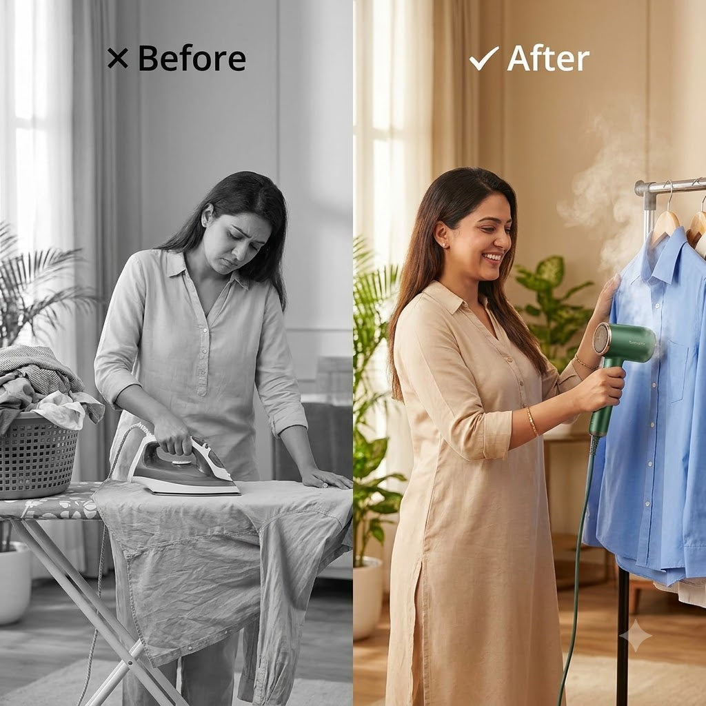 Portable Micro Steam Iron – Green Handheld Garment Steamer