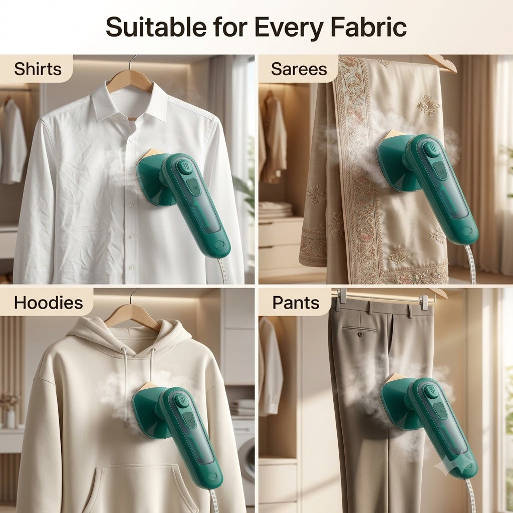 Portable Micro Steam Iron – Green Handheld Garment Steamer