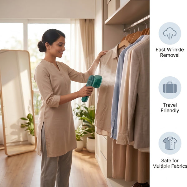Portable Micro Steam Iron – Green Handheld Garment Steamer